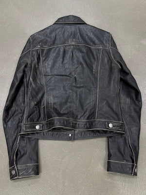 2000s Cavalli faded distressed leather jacket