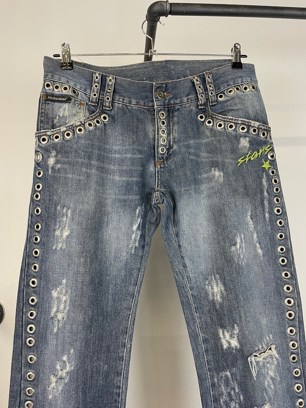 SS06 Dolce & Gabbana eyelet studded holed jeans