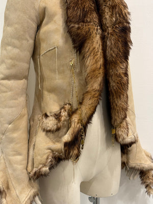 2000s Roberto Cavalli Shearling leather jacket with gold chains