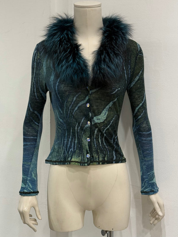 2000s Cavalli fox fur animalier print set