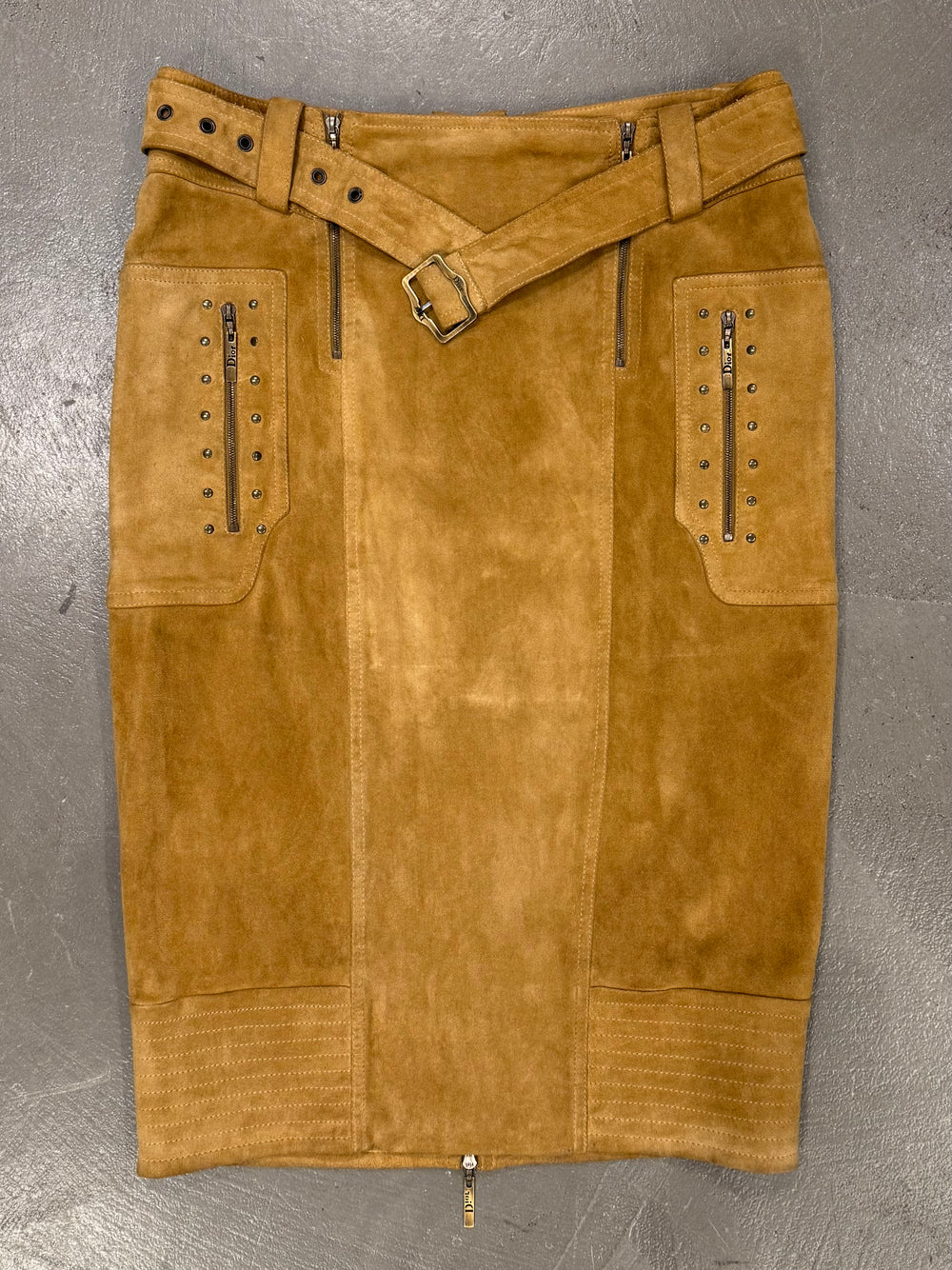 2000s Christian Dior by Galliano sueade zipper skirt