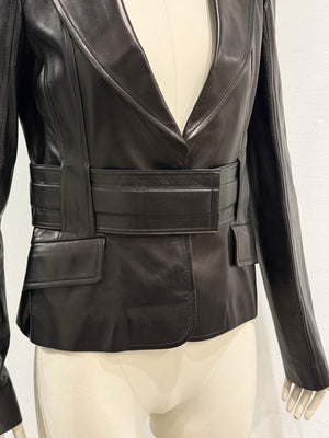 F/W2003 Gucci by Tom Ford corset belted leather jacket