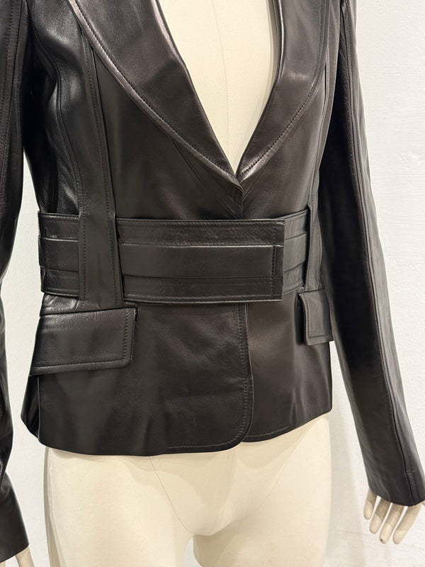 F/W2003 Gucci by Tom Ford corset belted leather jacket