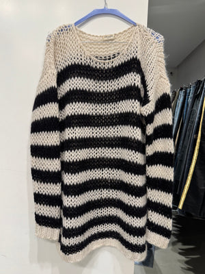 A/W2015 Saint Laurent runway stripe mohair lose sweater
