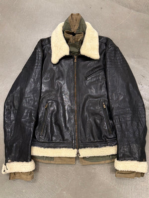 A/W2005 Dolce & Gabbana runway hybrid reconstructed military leather jacket