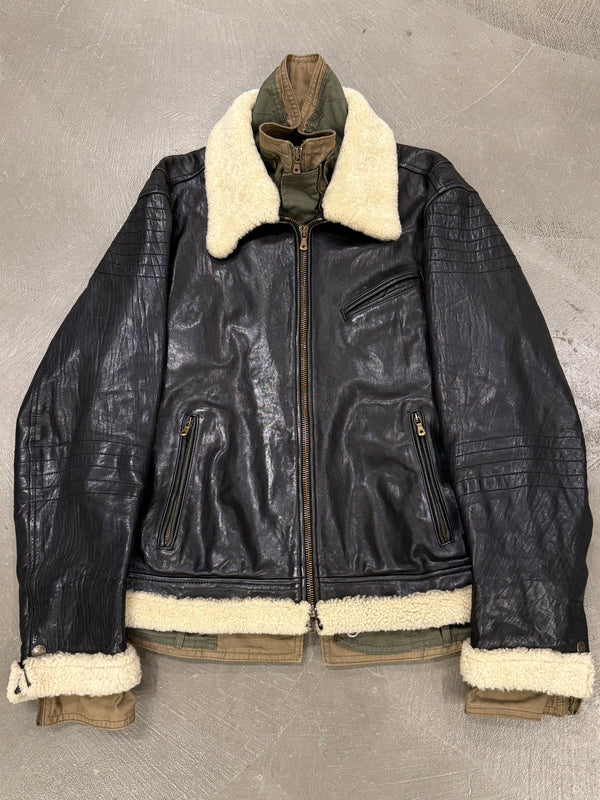 A/W2005 Dolce & Gabbana runway hybrid reconstructed military leather jacket