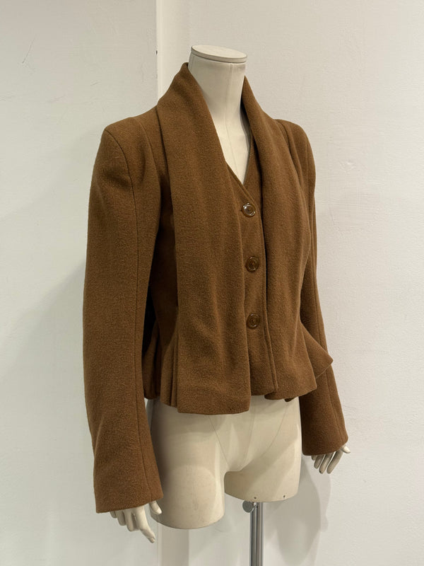 2000s Vivienne Westwood brown structured cropped camel jacket