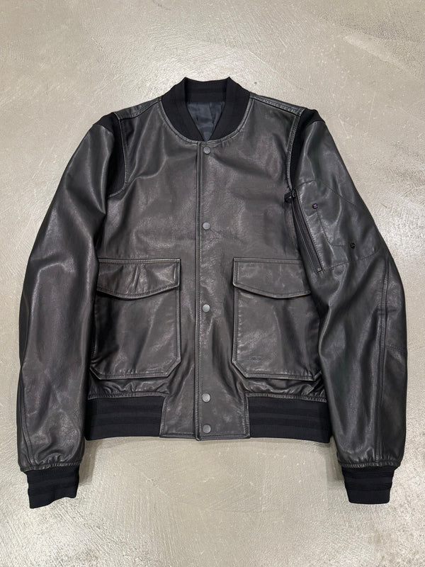 2010s Dior saddle leather cargo bomber jacket