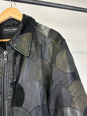 AW2008 Dolce & Gabbana patchwork bomber leather jacket