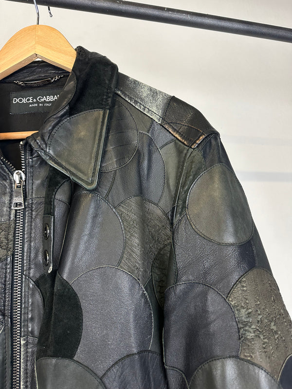 AW2008 Dolce & Gabbana patchwork bomber leather jacket
