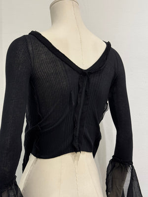 2000s Jean Paul Gaultier sheer ribbon-tie corset blouse