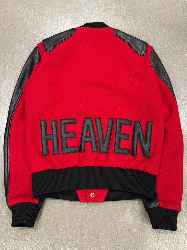 2017 Saint Laurent "Heaven" leather panel wool teddy jacket