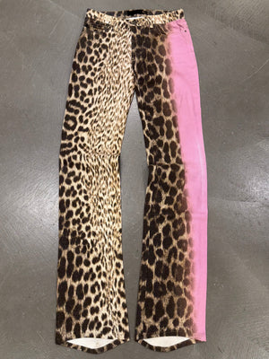 2000s Cavalli leopard print denim pants