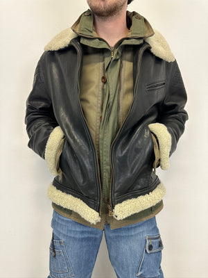 AW2005 Dolce & Gabbana hybrid military shearling jacket