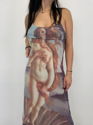 1990s D&G Botticelli birth of Venus sheer silk dress