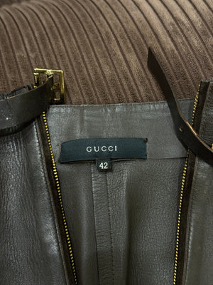 F/W2000 Gucci leather zip mini skirt