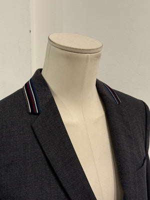 2010s Dior slim-fit tailored blazer with contrast striped collar