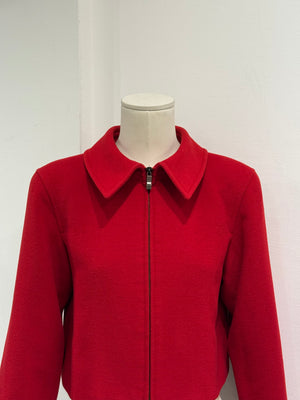 1980s Claude Montana red cropped jacket