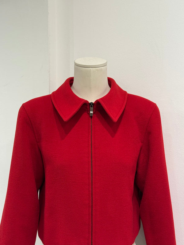 1980s Claude Montana red cropped jacket