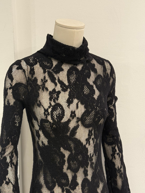 2000s Roberto Cavalli black lace mermaid dress