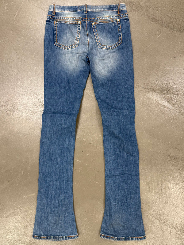 2000s Roberto Cavalli distressed flared slim jeans