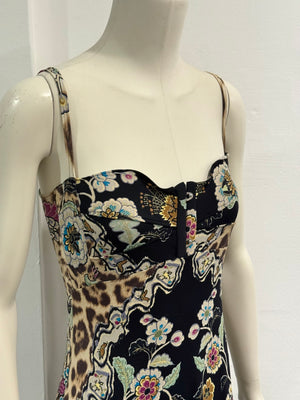 S/S2003 Roberto Cavalli Chinoiserie print corseted dress