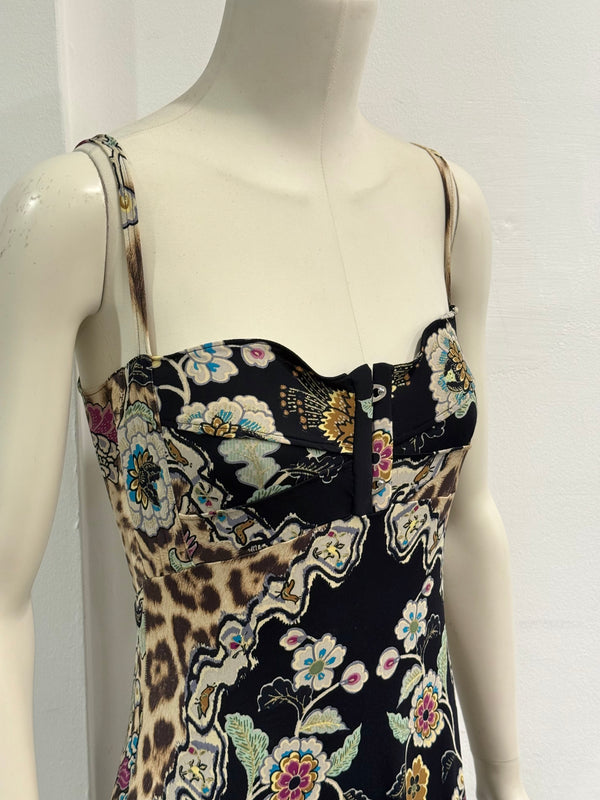 S/S2003 Roberto Cavalli Chinoiserie print corseted dress