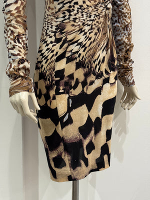 2003 Roberto Cavalli geometric psychedelic dress