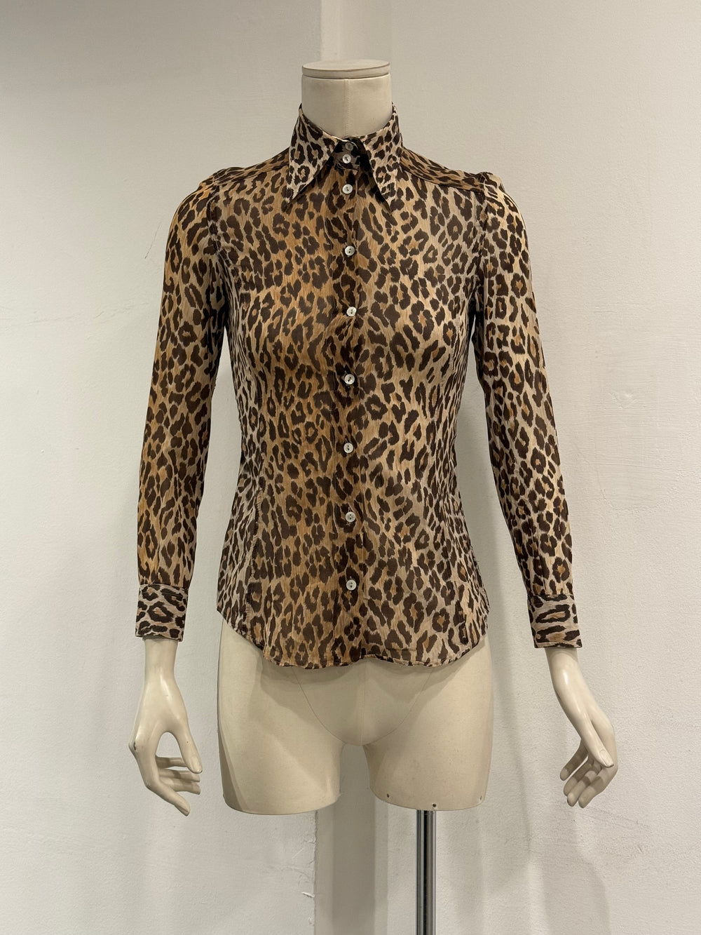 2003 Dolce & Gabbana leopard sheer shirt