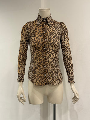 2003 Dolce & Gabbana leopard sheer shirt