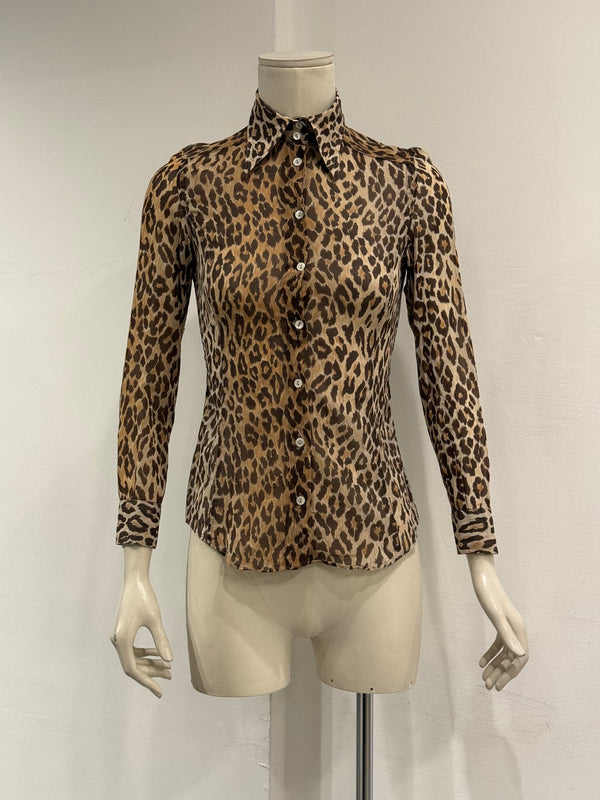 2003 Dolce & Gabbana leopard sheer shirt