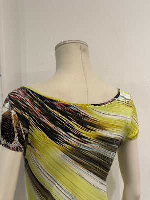 2004 Roberto Cavalli feather abstract print stretch top
