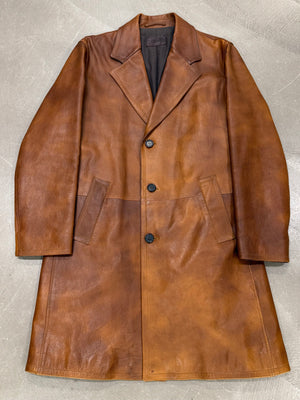 F/W2002 Prada runway distressed leather trench coat