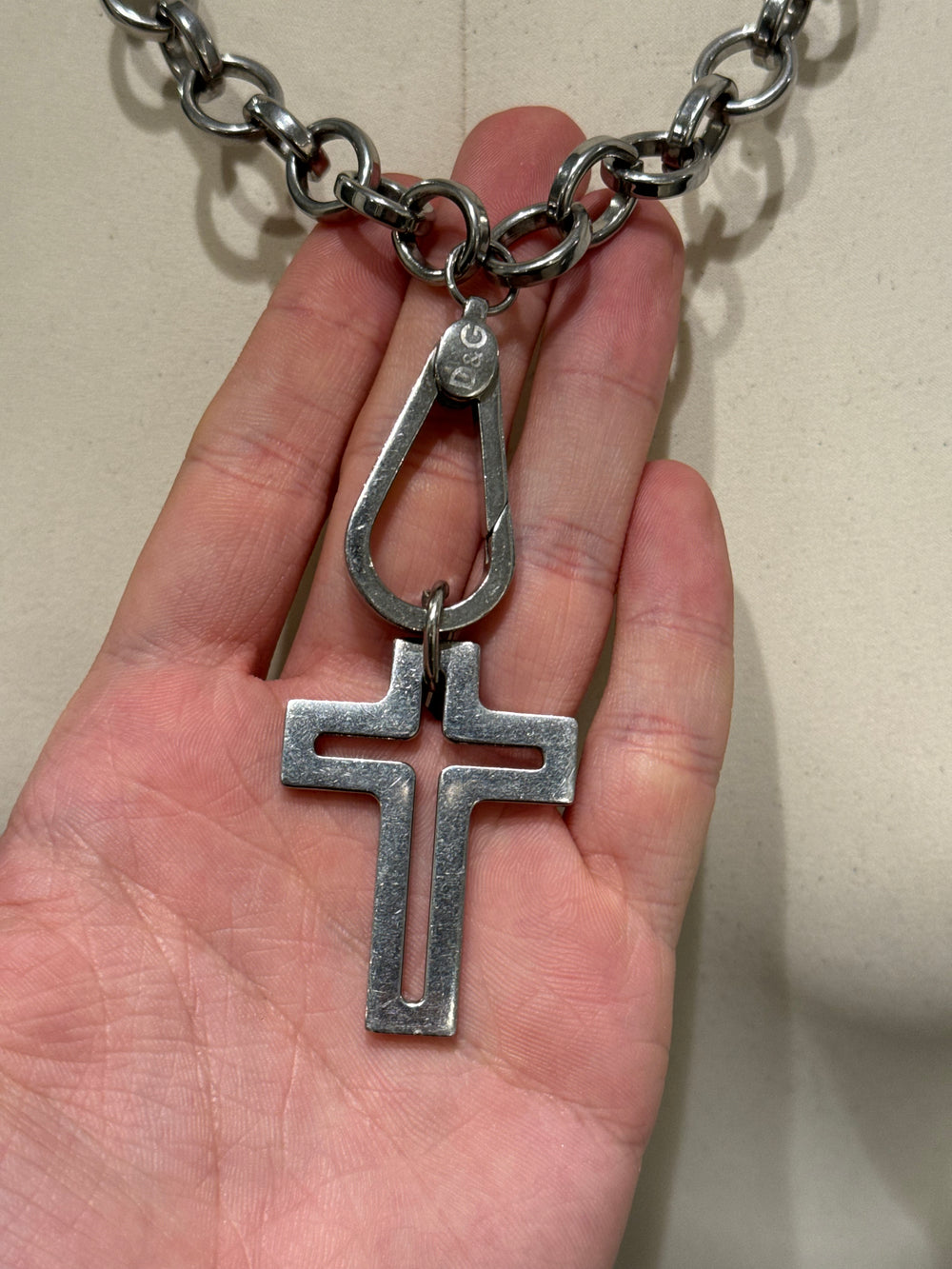 2000s Dolce & Gabbana cross hook necklace