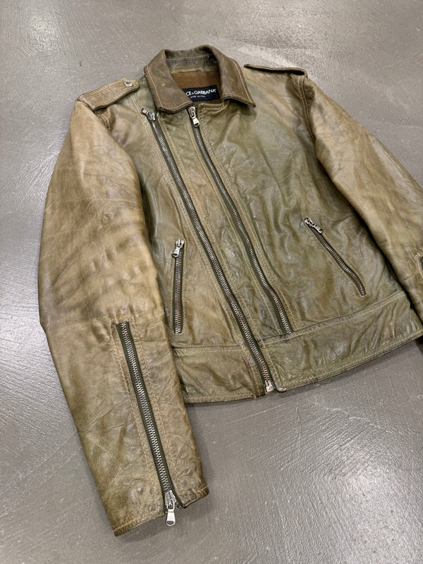 A/W2001 Dolce & Gabbana faded zip aviator jacket