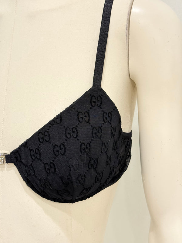 S/S1998 Gucci by Tom Ford crystal G-logo runway monogram bra