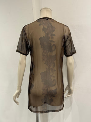2003 Gucci by Tom Ford floral printed sheer mesh t-Shirt