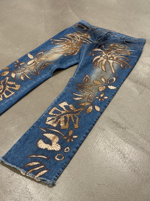 Roberto Cavalli palm tree runway jeans
