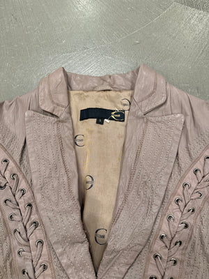 SS2007 Roberto Cavalli lace-up bondage leather blazer jacket