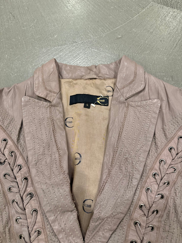 SS2007 Roberto Cavalli lace-up bondage leather blazer jacket
