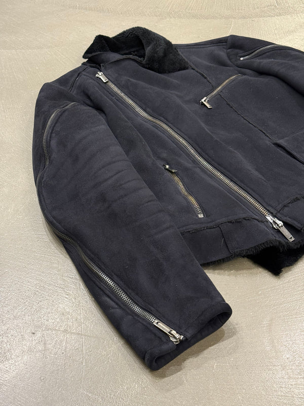 A/W2002 Emporio Armani asymmetric zip sleeve biker jacket