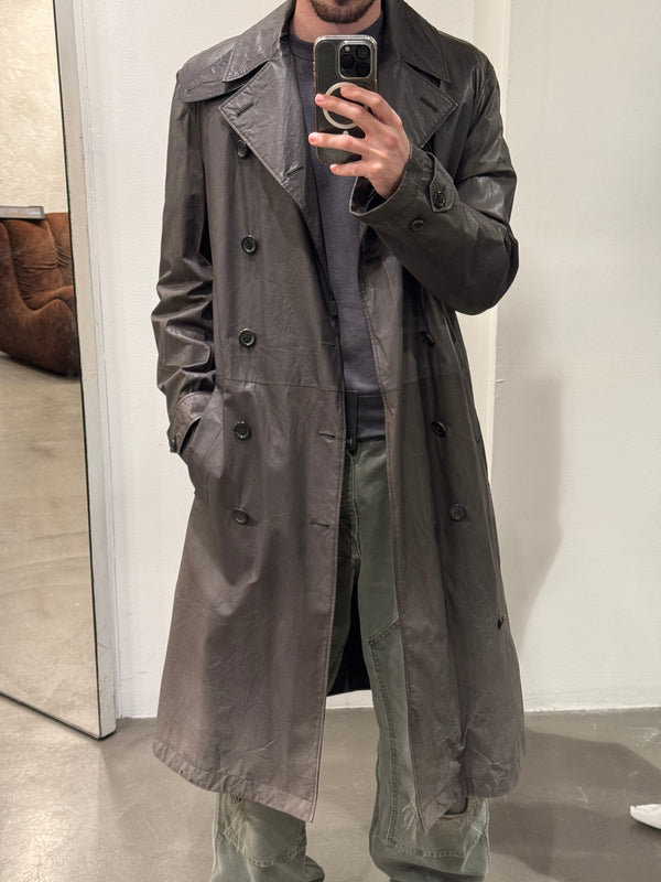 2000s YVES Saint Laurent by Pilati leather trench coat with removable lining