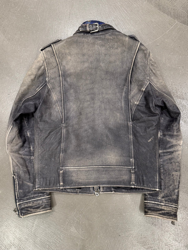 A/W2003 Dolce & Gabbana artisanal distressed sergeant leather jacket
