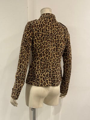 1990s Dolce & Gabbana leather leopard print cropped jacket