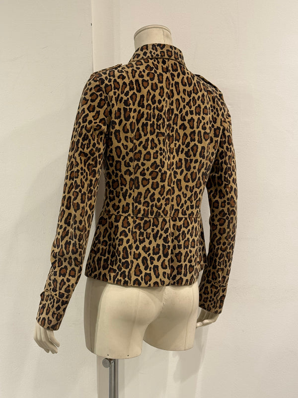 1990s Dolce & Gabbana leather leopard print cropped jacket
