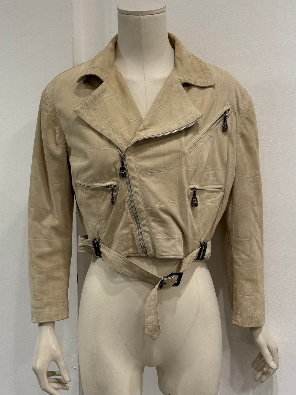 A/W1994 Gianni Versace cropped crocodile embossed leather jacket