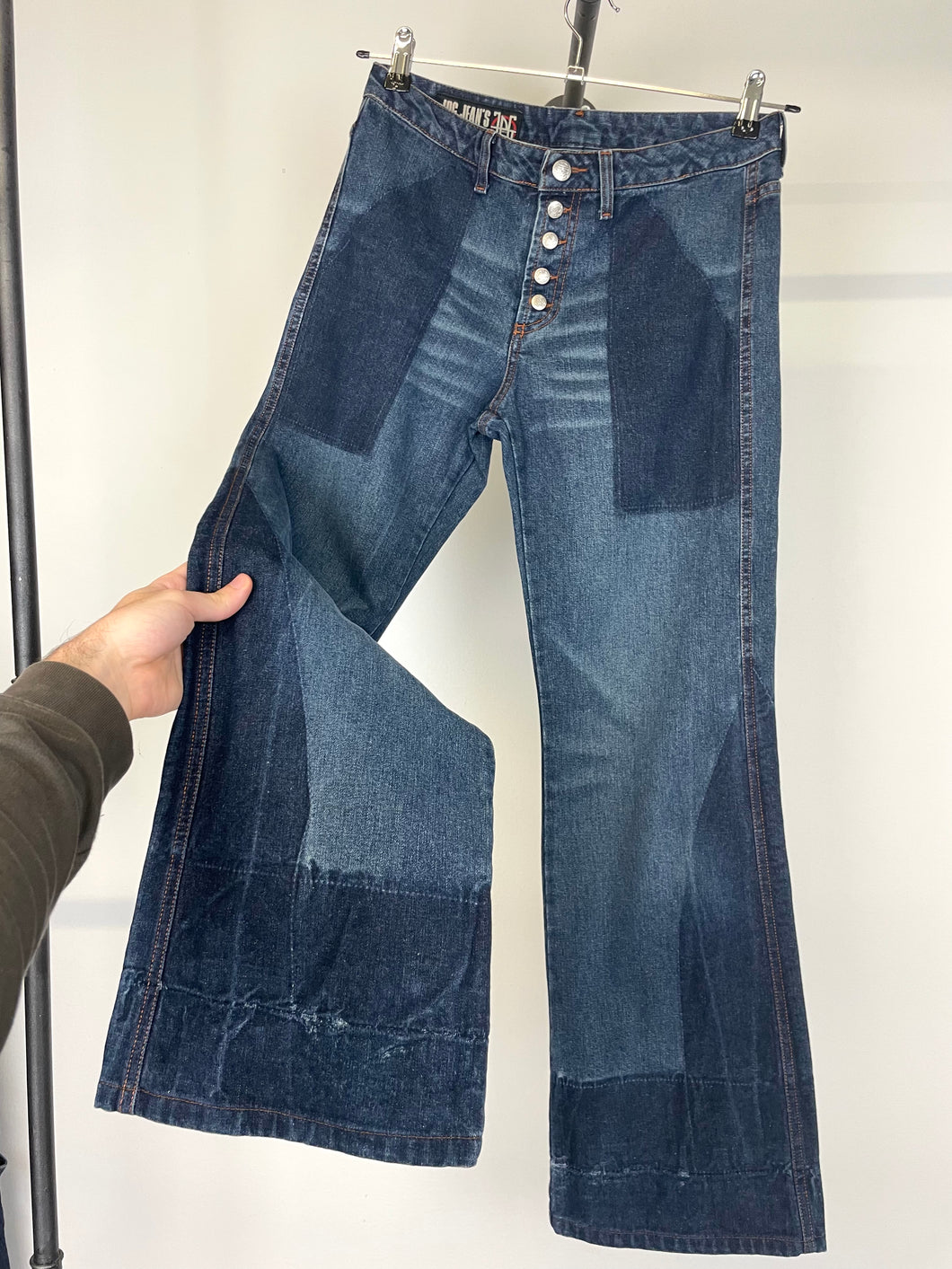 SS2003 Jean Paul Gaultier flared patchwork jeans