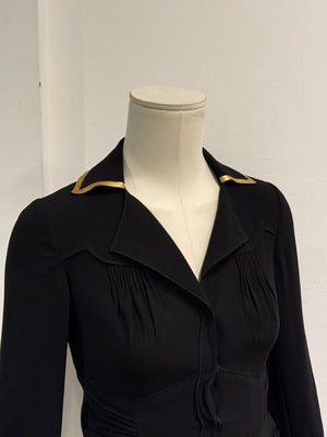 2006 Prada gold trimmed pleated jacket