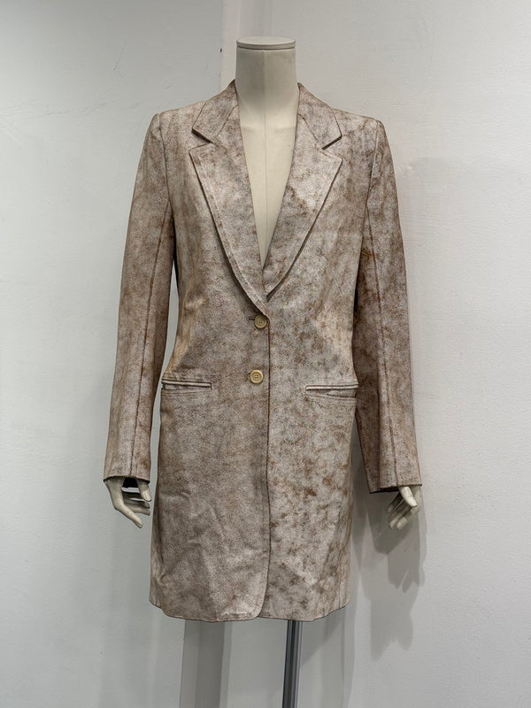 S/S2002 Ann Demeulemeester distressed cracked leather coat