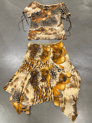 S/S2004 Roberto Cavalli feather print set